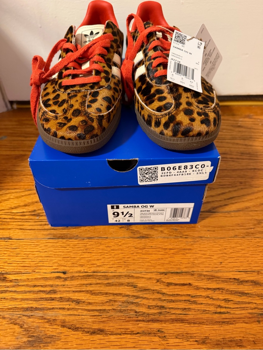 adidas womens Samba OG Leopard Print Sneakers in Brown and Red
